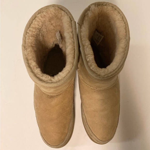 UGG Camel Suede Sheepskin Leather Mid Calf Winter Boots size 8 - Picture 10 of 16